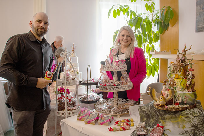 Sarah Gierig und Martin Reh zur Gewerbemesse