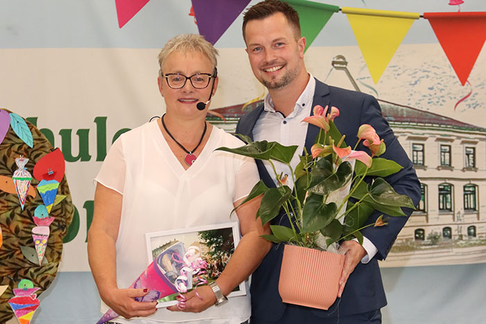 Schulleiterin Heike Schreiner und Bürgermeister Alexander Sachse