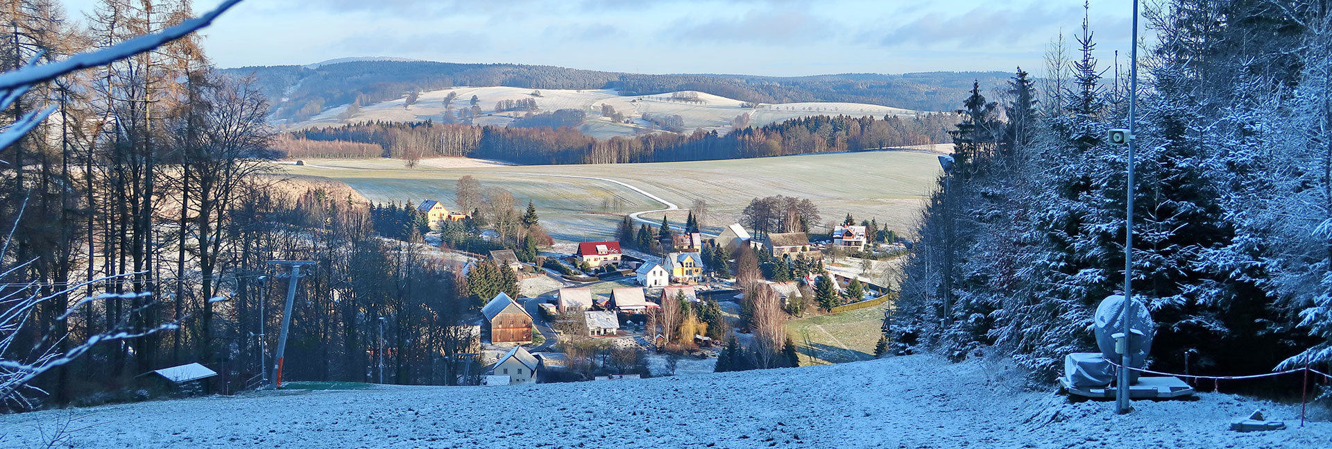 Blick auf Rugiswalde vom Skihang