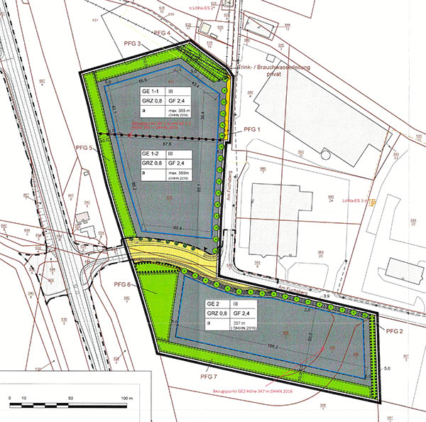 Planzeichnung Erweiterung Gewerbegebiet "Am Fuchsberg"